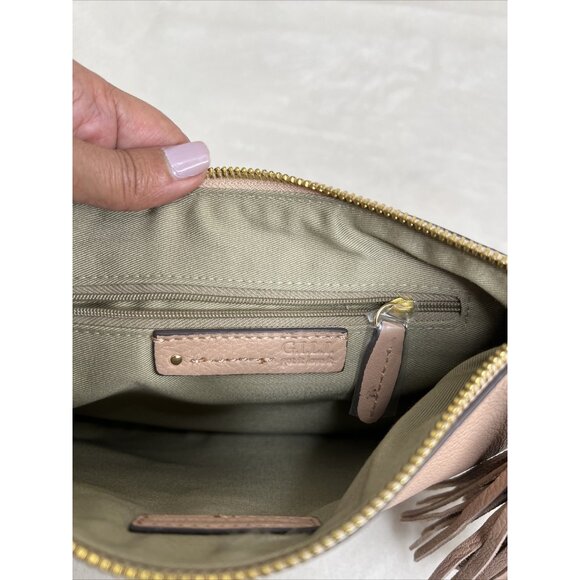 G.I.L.I. Dusty Rose Leather Clutch With Tassel Accent & Gold Hardware - Picture 2 of 2